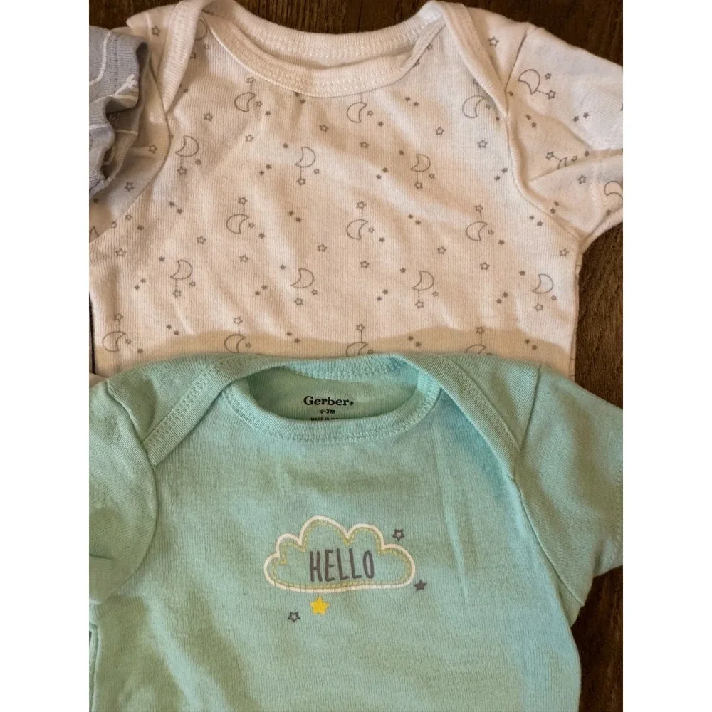 Gerber Baby Boy Onesies Tee Shirts 0/3 Months Bodysuits Elephant Short Sleeved
